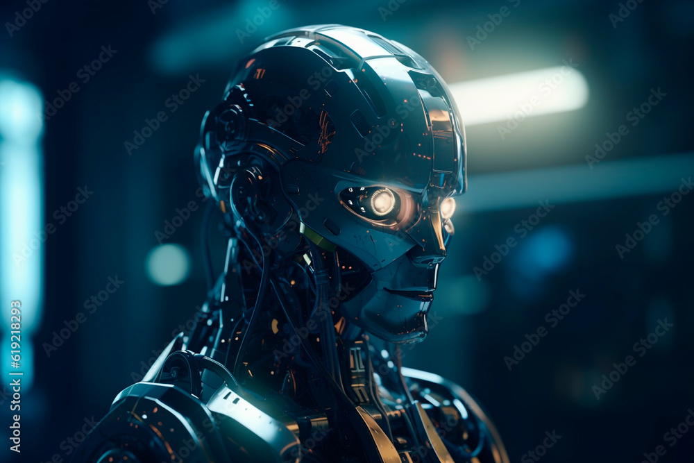 Modern humanoid robot. Generative AI Modern humanoid robot. Generative AI