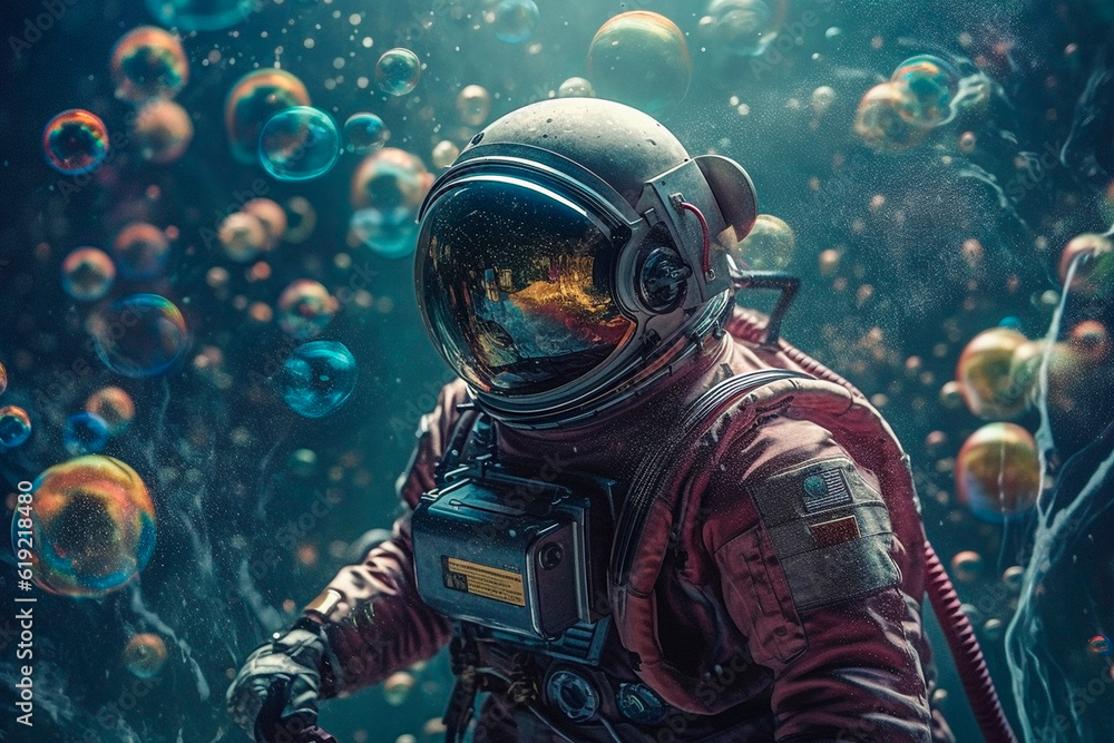Astronaut underwater. Generative AI Astronaut underwater. Generative AI