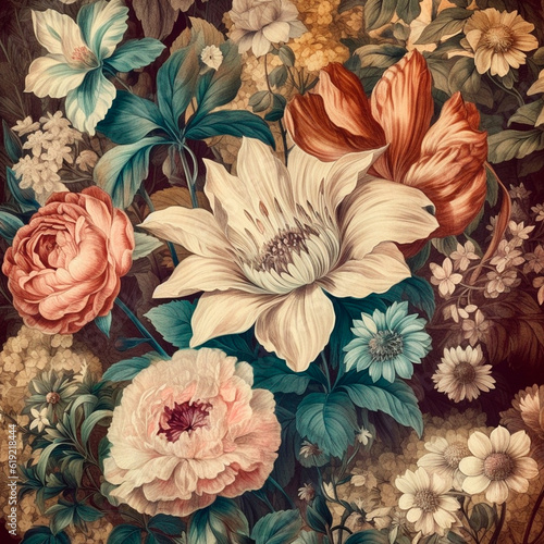Bouquet of multi-colored flowers. Generative AI © ARAMYAN