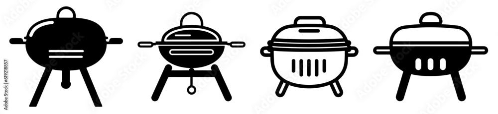 Dutch Oven Grill BBQ icon set. vector. Dutch Oven Grill BBQ icon set. vector.
