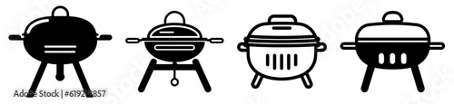 Dutch Oven Grill BBQ icon set. vector.