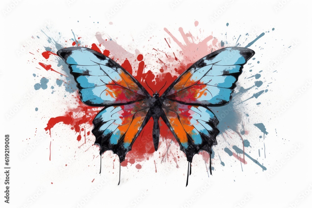 Whimsical Butterfly on a White Background, Generative AI Whimsical Butterfly on a White Background, Generative AI