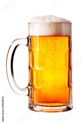 Glass beer mug full of golden light beer. Generative ai photo