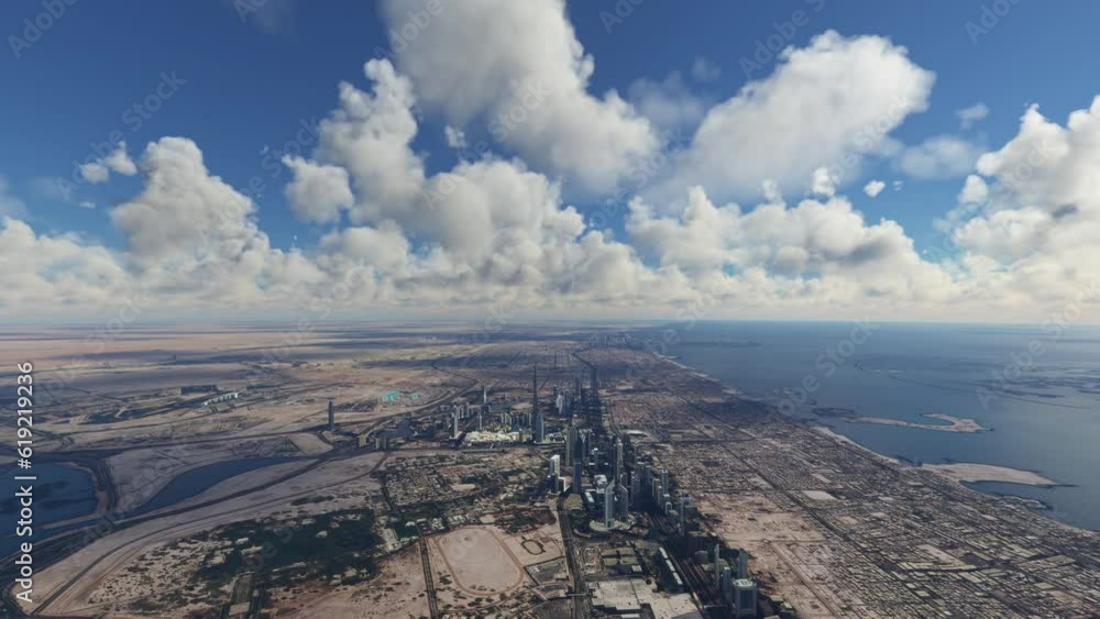 Drone aerial view of the city of Dubai in the United Arab Emirates. UAE Drone aerial view of the city of Dubai in the United Arab Emirates. UAE