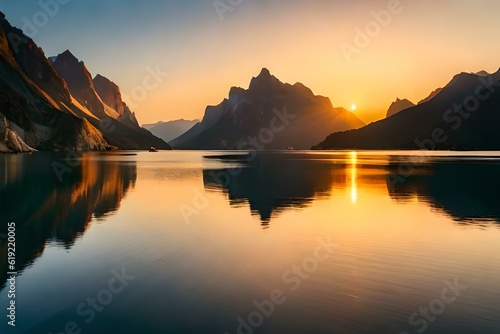 sunset over lake © Nature creative