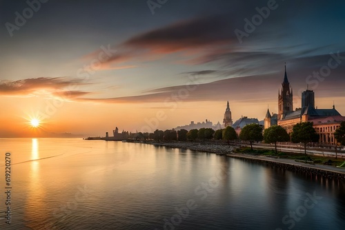 sunset over the river © Nature creative