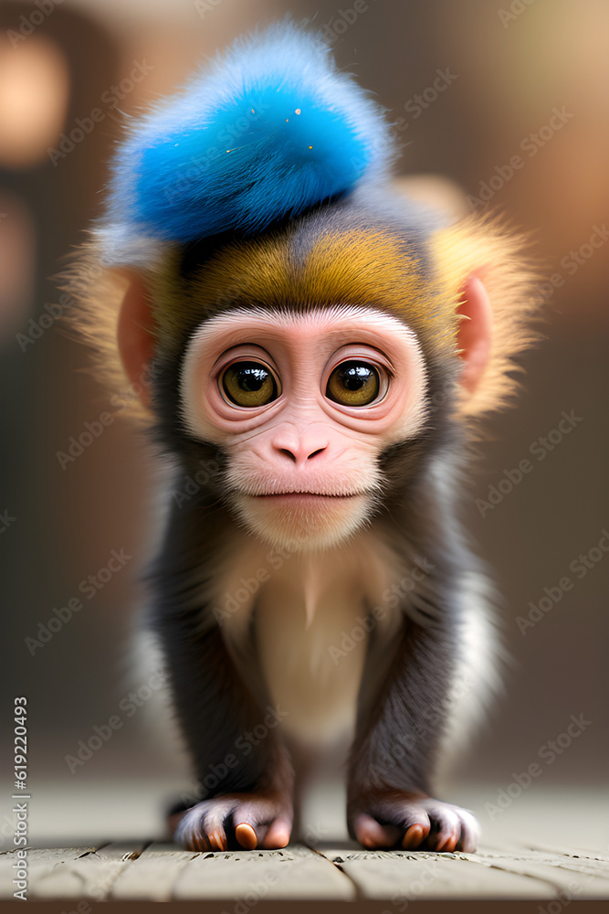 illustration of a monkey with blue crest illustration of a monkey with blue crest