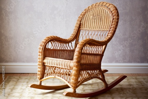 Whimsical wicker rocking chair, Generative AI