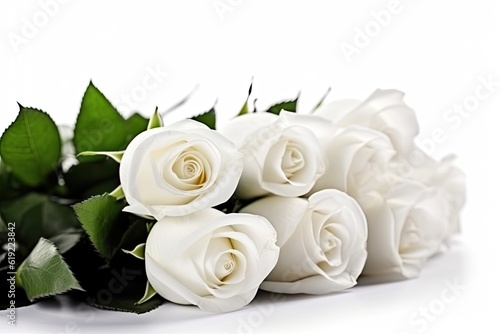 beautiful bouquet of white roses on a clean white background