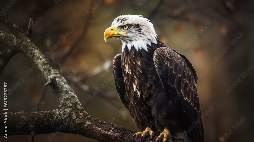 Obraz premium beautiful eagle in its natural habitat. Close up of eagle in nature. Post-processed generative AI