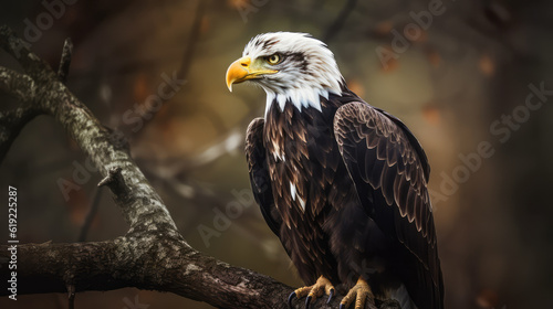 beautiful eagle in its natural habitat. Close up of eagle in nature. Post-processed generative AI