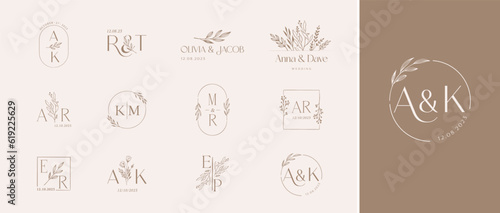 Wedding logos, hand drawn elegant, delicate and minimalist monogram collection