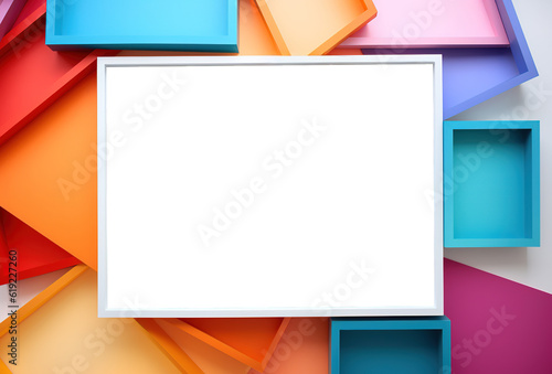 Colored abstract frame with transparent background in the middle for copy space
