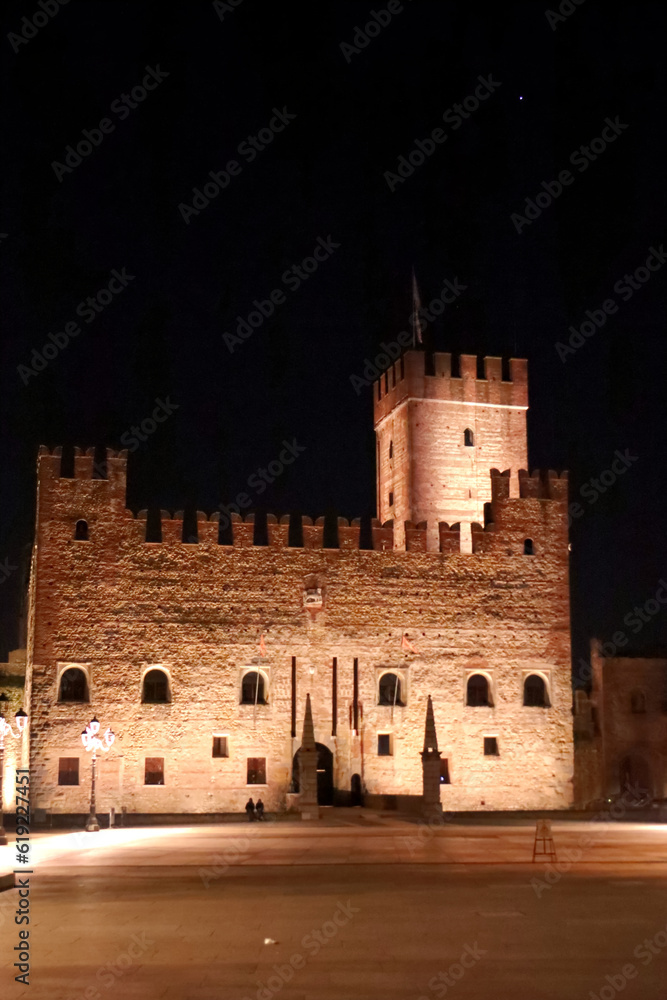 The square of Marostica by night.