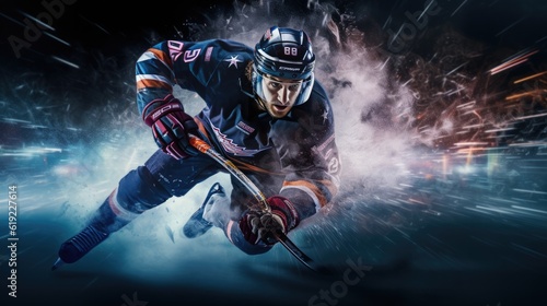 Dynamic Illustration of a Ice Hockey Player - sports clipart