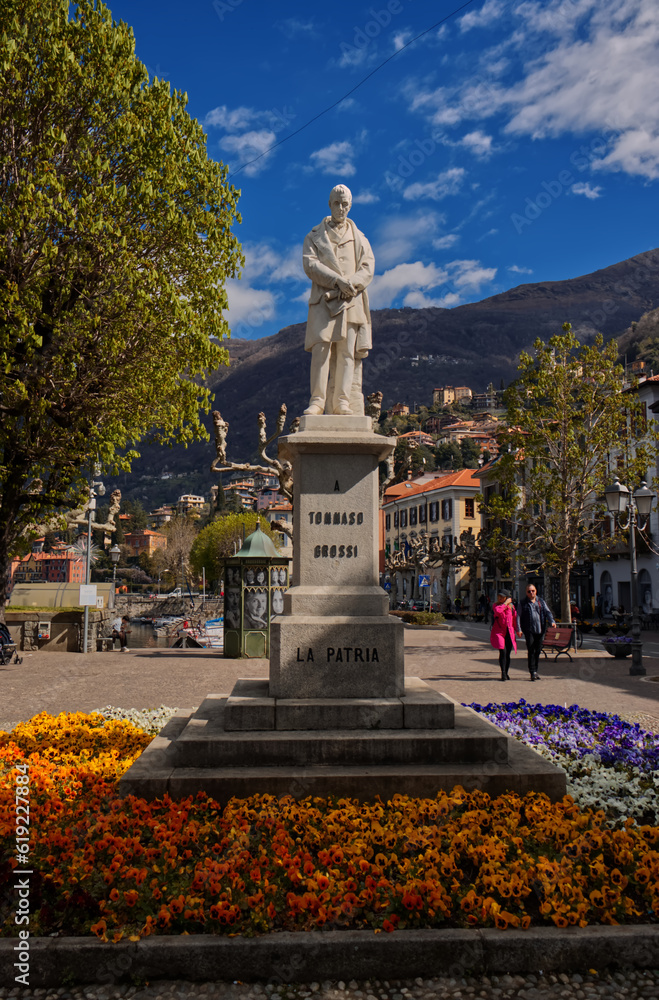 A statue on the lakefront of Bellano. A statue on the lakefront of Bellano.
