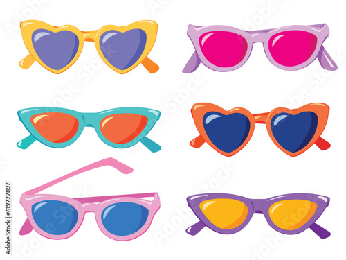 Colorful Summer Sunglasses vector collection