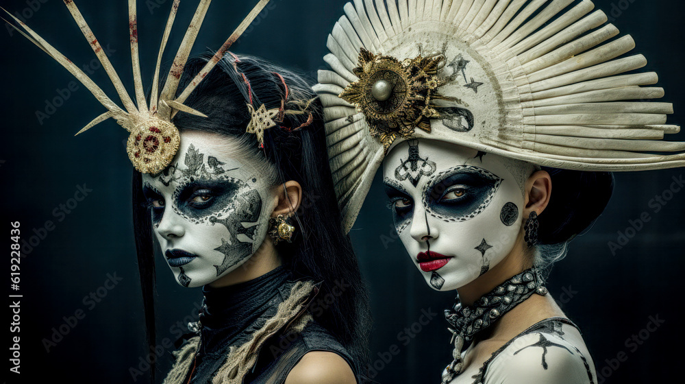 Female Portrait of Dia de los Muerte La Catrina Mexiko Digital Art Generative AI Wallpaper Background Cover Journal Illustration Female Portrait of Dia de los Muerte La Catrina Mexiko Digital Art Generative AI Wallpaper Background Cover Journal Illustration