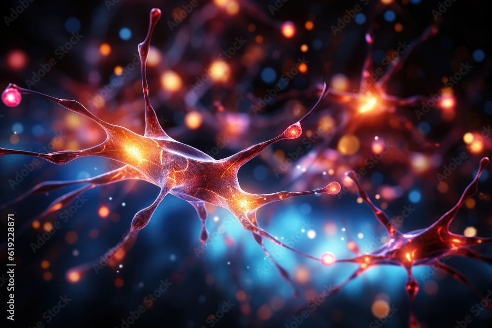 Neuron Connection Imaga Illustration of neurons connections in the human brain for medical or ...