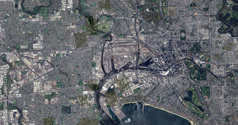 Fototapeta premium 3D Buildings Rendering Melbourne Australia HD satellite image