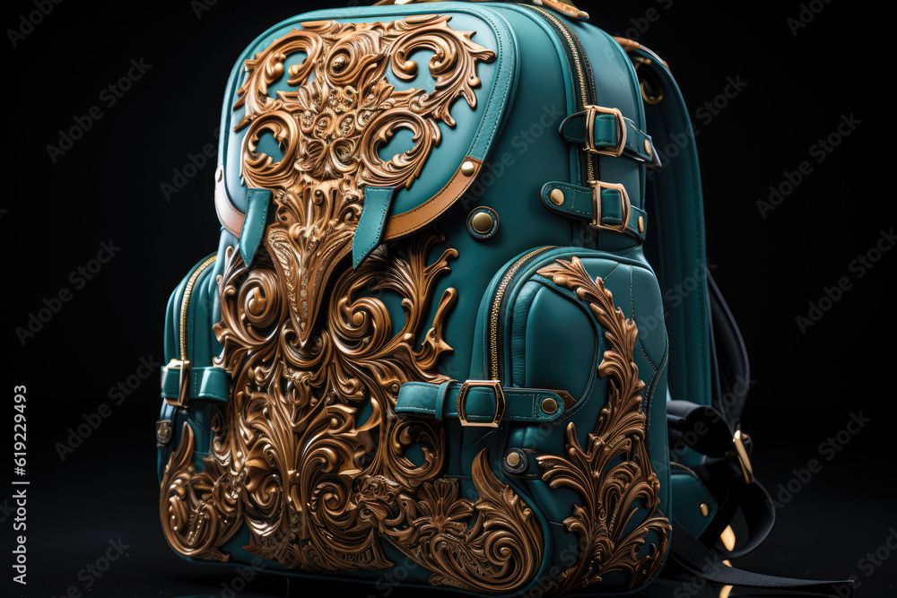 Obraz premium Handmade blue backpack, reflecting artisanal craftsmanship and style. Generative Ai.
