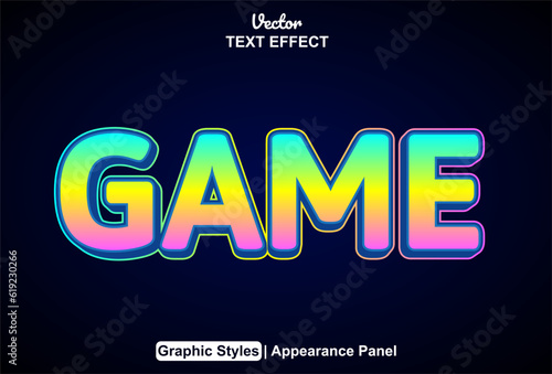 game text effect with blue color graphic style editable.