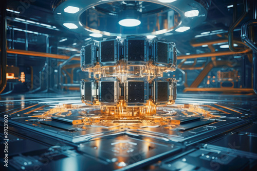 Quantum computer in a research facility, revolutionizing quantum computational possibilities and paving the way for technological advancements