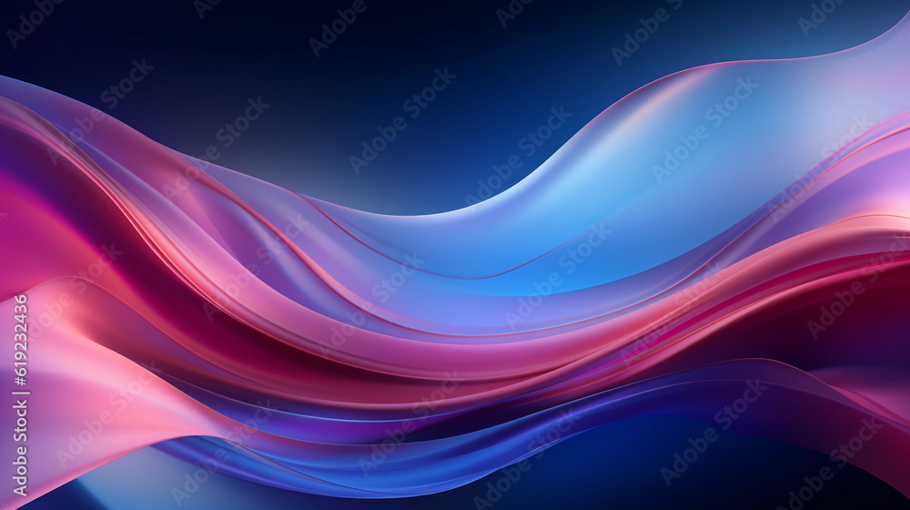 Obraz premium Abstract blue and purple liquid wavy shapes futuristic banner. Glowing retro waves vector background