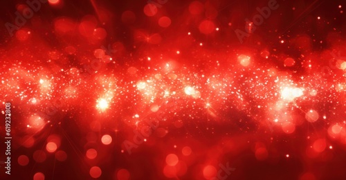 Red Christmas Lights Background. Illustration AI Generative.
