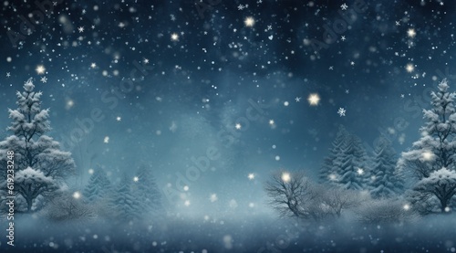 Snowy Christmas Forest. Illustration AI Generative.