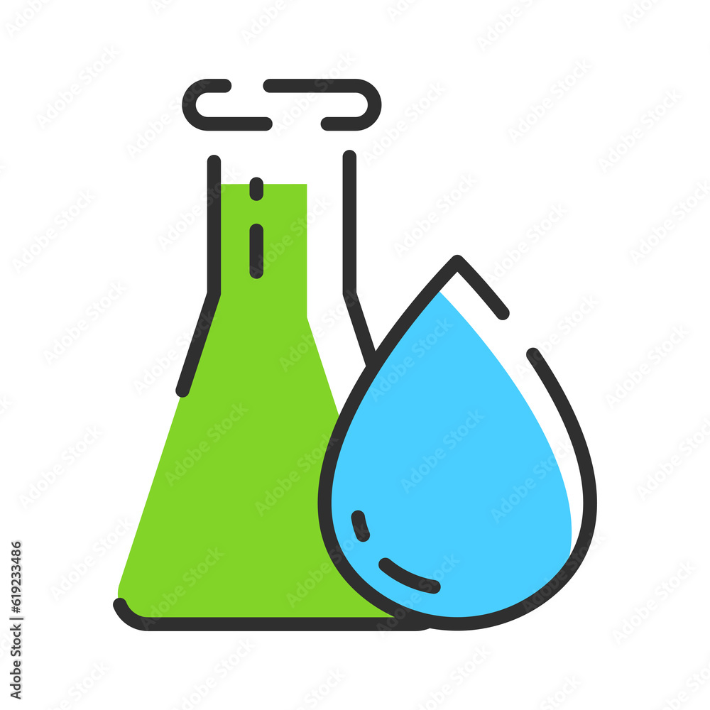 Test tube with drop. Water icon minimalistic. Vector illustration Test tube with drop. Water icon minimalistic. Vector illustration