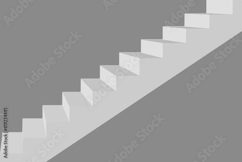 White staircase vector icon. Realistic vector icon isolated on gray background stair. Empty white stairs. Way upward.