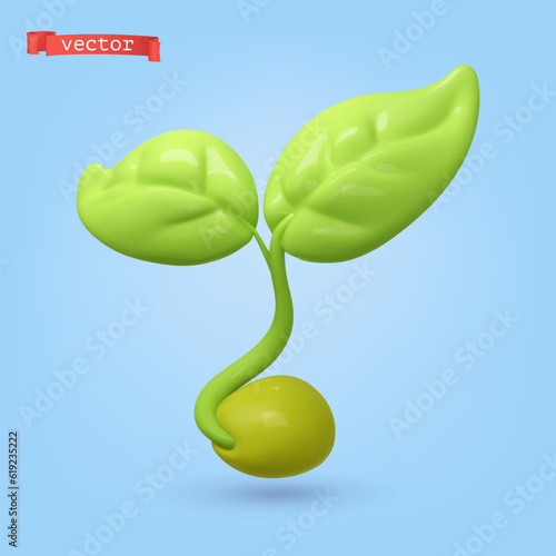Plant shoot 3d cartoon vector icon