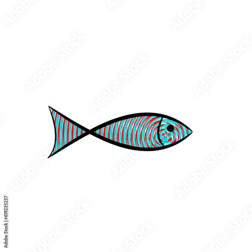 stilisierter fisch mit bunt schillernder oberfläche, modern art