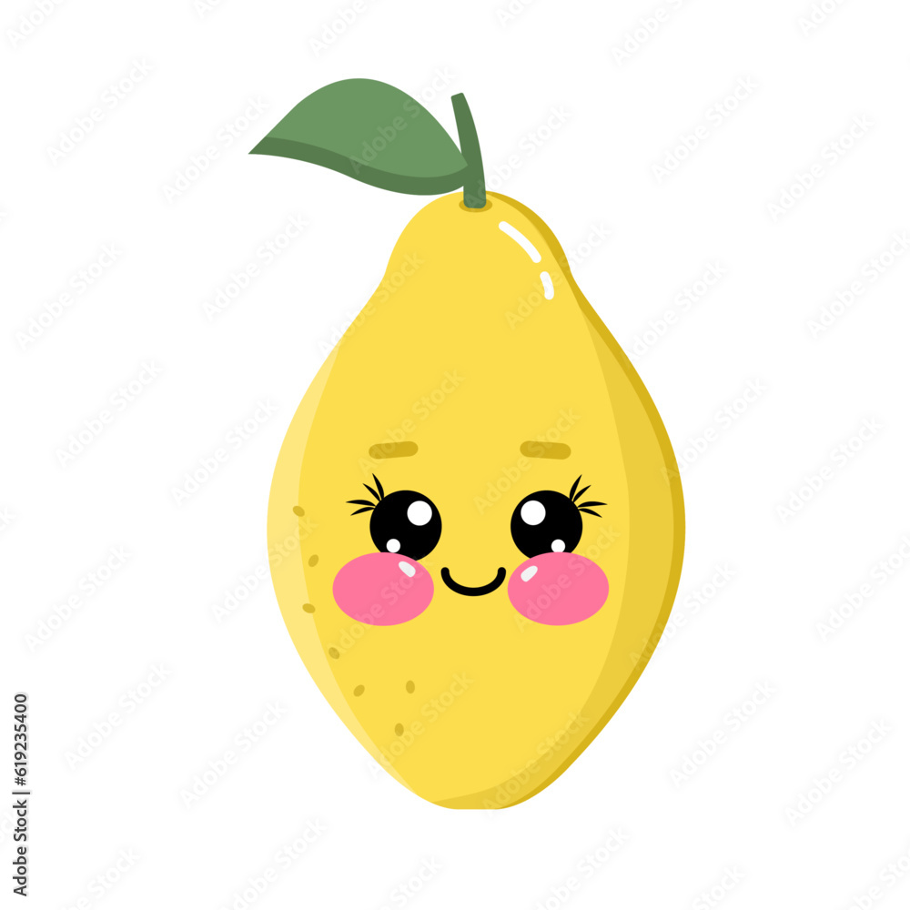 Cartoon kawaii illustration of lemon for children Cartoon kawaii illustration of lemon for children
