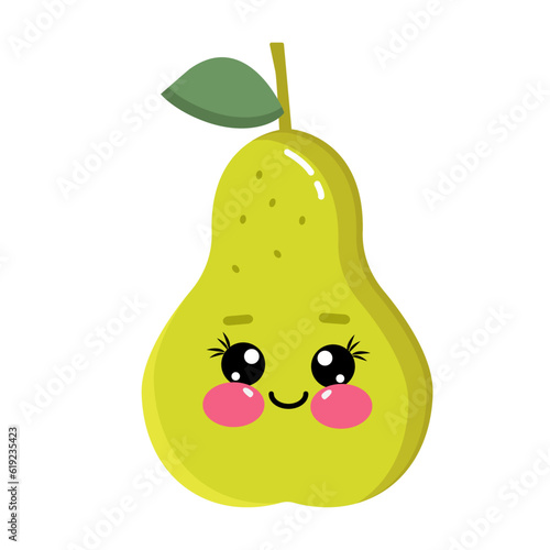Cartoon kawaii green pear