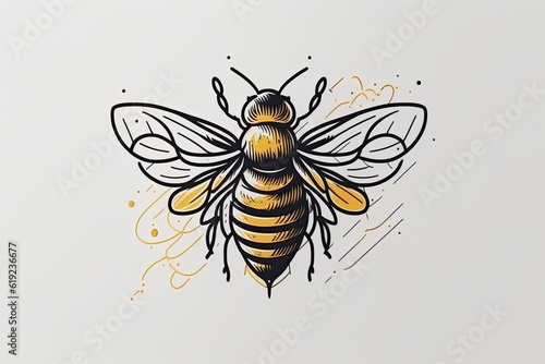 bee on a white background. Generative AI © 2rogan