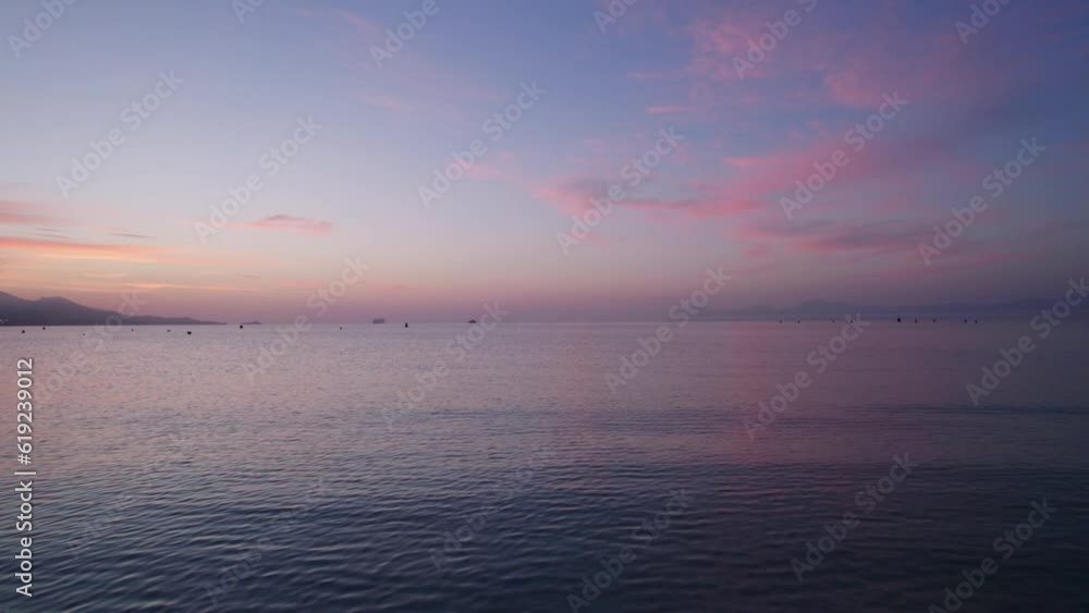 Mallorca Purple Sky Pre Surise Flying Forward Dolly Aerial Drone Shot Mallorca Purple Sky Pre Surise Flying Forward Dolly Aerial Drone Shot