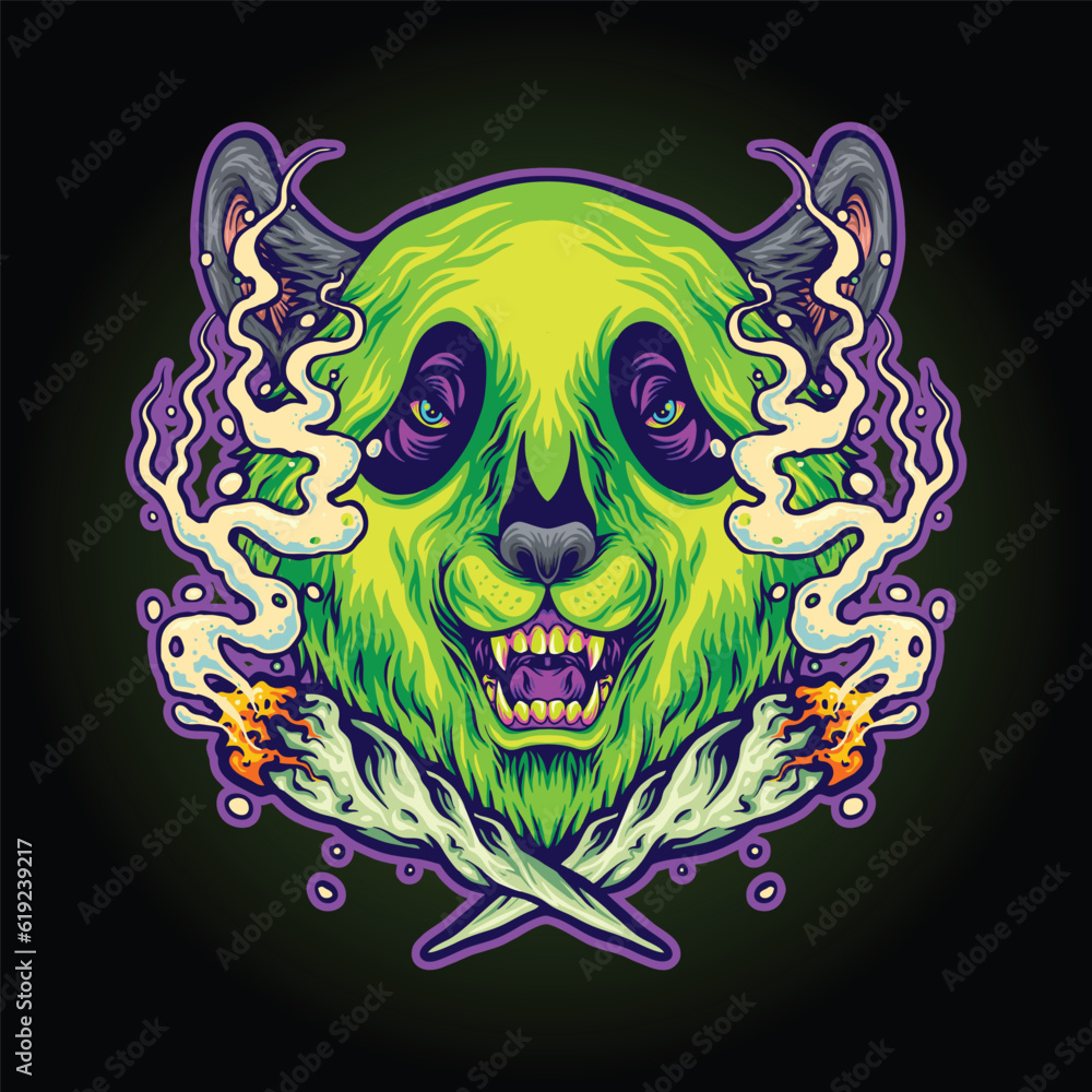 Panda OG weed strain smoking weed joint illustrations vector illustrations for your work logo, merchandise t-shirt, stickers and label designs, poster, greeting cards advertising business company