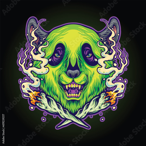 Panda OG weed strain smoking weed joint illustrations vector illustrations for your work logo, merchandise t-shirt, stickers and label designs, poster, greeting cards advertising business company