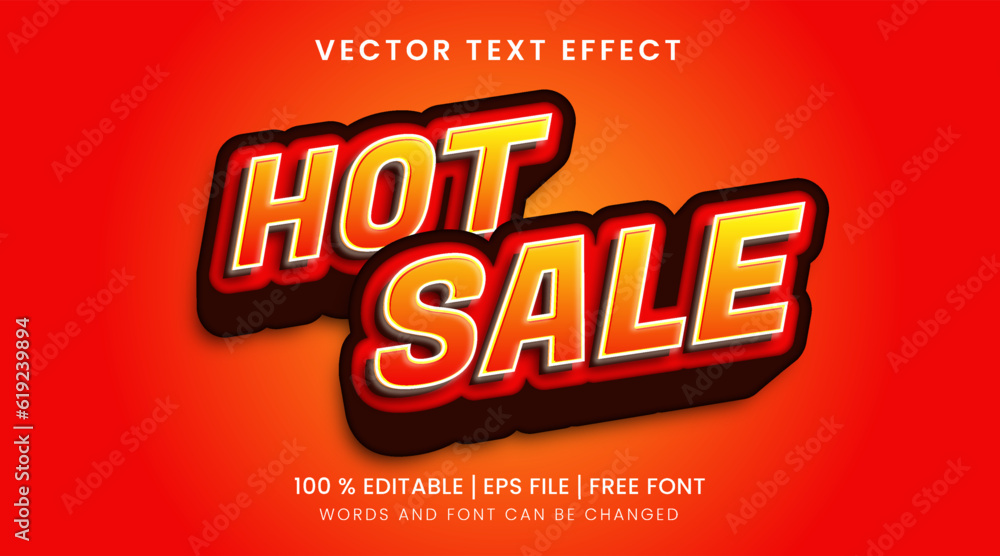 Hot Sale editable text effects with vector graphics and label design banner background