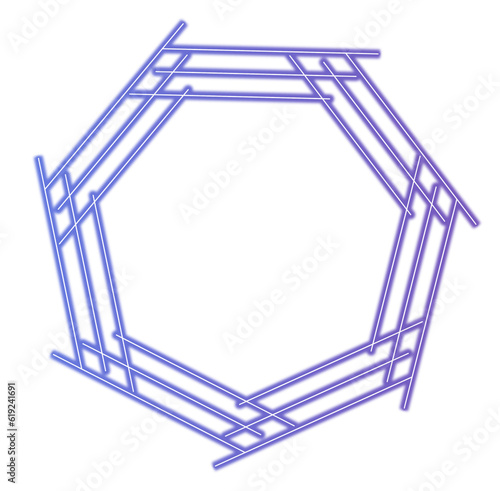 Purple Neon Light Sign Hexagon Polygon Frame