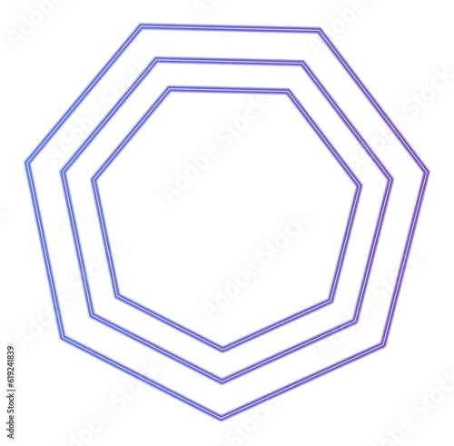 Purple Neon Light Sign Hexagon Polygon Frame