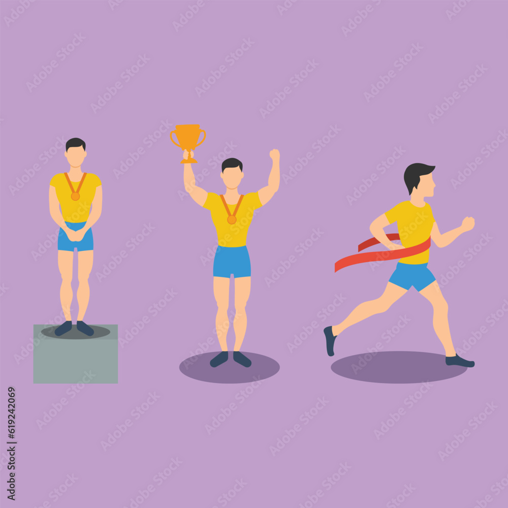 flat vector running champion athlete flat vector running champion athlete
