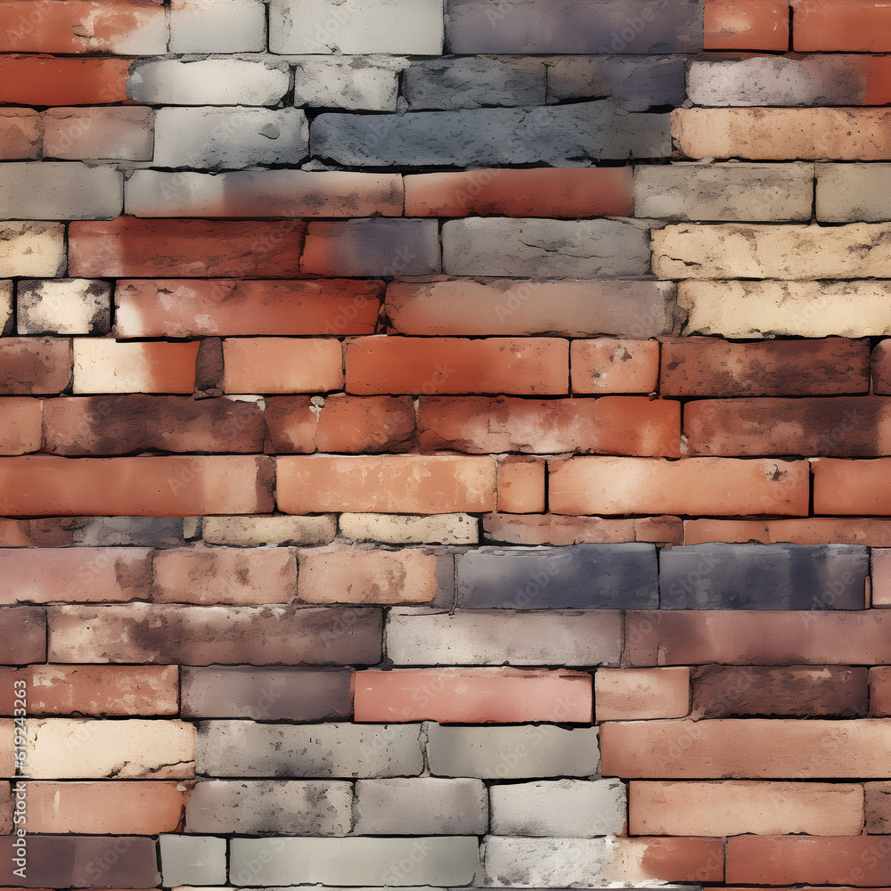 Obraz premium red white and blue brick wall background