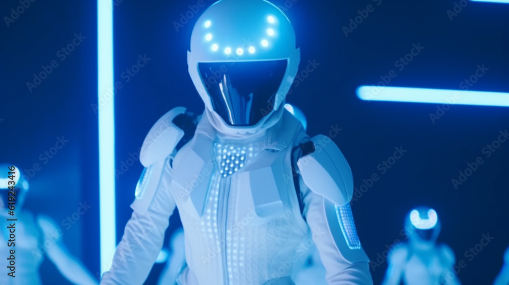 abstract disco club astronaut suit style or dance group, fictional