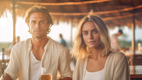 couple romantic beach bar a...