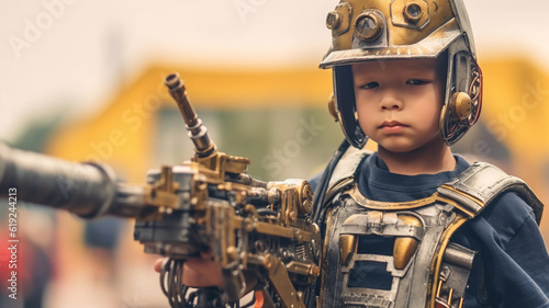 toddler child, is a soldier...