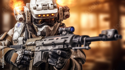 adult male with gun, soldie...