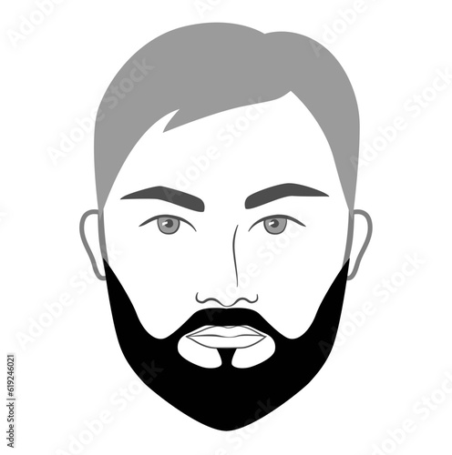 Corporate Beard style men in face illustration Facial hair mustache. Vector grey black portrait male Fashion template flat barber collection set. Stylish hairstyle isolated outline on white background